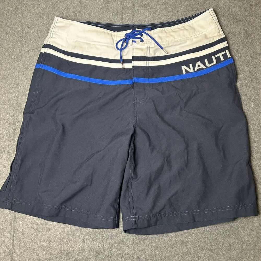 Nautica Swimtrunks Men’s Size 36W Board Shorts Blue White